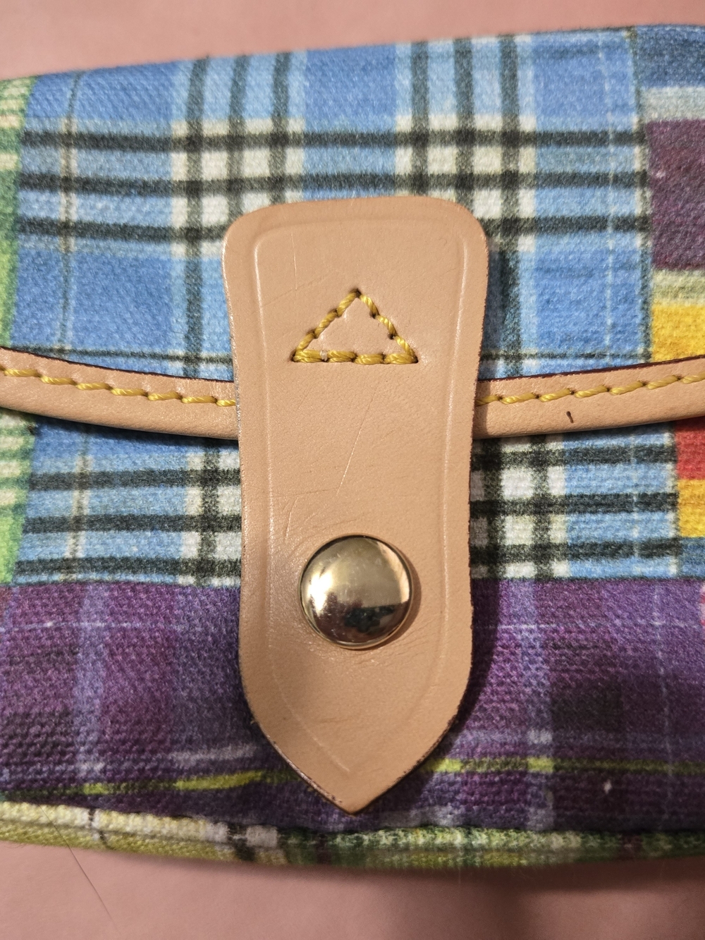 Dooney & Bourke Blue and Purple Rare Plaid Leather-Trim Wallet